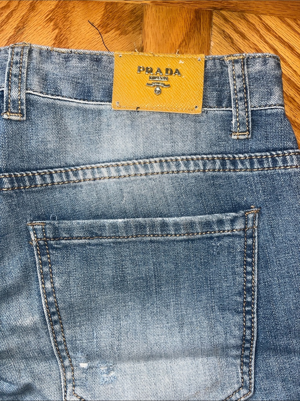Prada Jeans Skirt with Yellow Logo